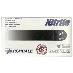 Рукавички нітрилові archdale XS чорні 100 шт (50пар)